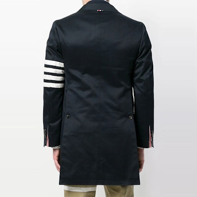 THOM BROWNE SS21 Classic Navy Twill Suit Coat with Four Stripes MOU543A-03788-415 Purchase THOM BROWNE SS21 Classic Navy Twill Suit Coat with Four Stripes MOU543A-03788-415