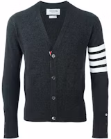THOM BROWNE SS21 Classic Stripe Cashmere Cardigan Black. MKC001A-00011-022 THOM BROWNE SS21 Classic Stripe Cashmere Cardigan Black. MKC001A-00011-022
