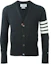 Buy THOM BROWNE SS21 Classic Stripe Cashmere Cardigan Black. MKC001A-00011-022