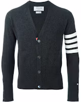 Order THOM BROWNE SS21 Classic Stripe Cashmere Cardigan Black. MKC001A-00011-022