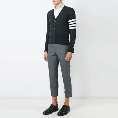 THOM BROWNE SS21 Classic Stripe Cashmere Cardigan Black. MKC001A-00011-022 Lookbook THOM BROWNE SS21 Classic Stripe Cashmere Cardigan Black. MKC001A-00011-022