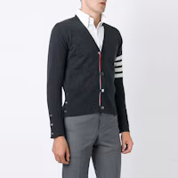 Shop THOM BROWNE SS21 Classic Stripe Cashmere Cardigan Black. MKC001A-00011-022
