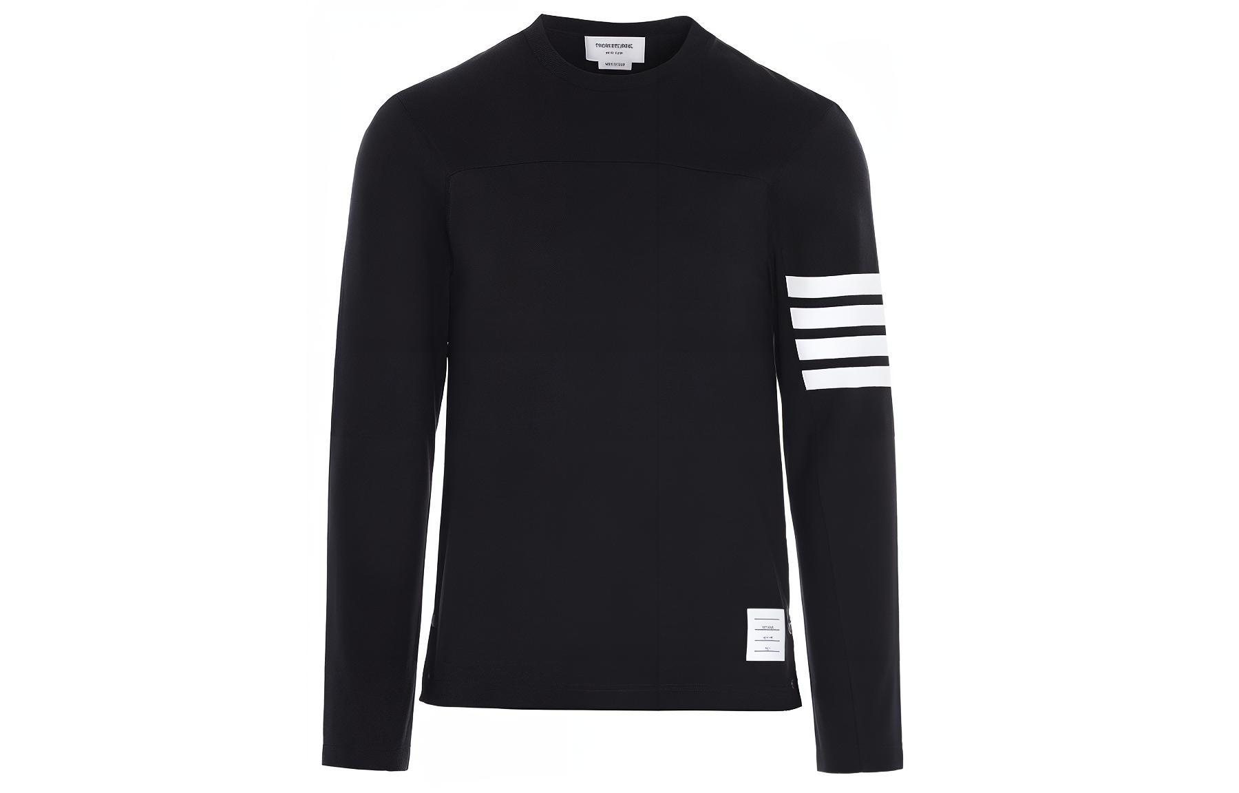 Thom Browne SS21 Colorblock Stripe Print Long Sleeve Tee Navy Shirt. MJS151A-06221-415