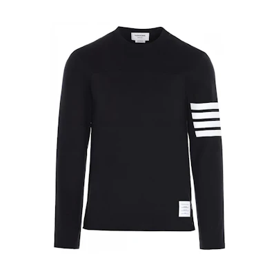 Thom Browne SS21 Colorblock Stripe Print Long Sleeve Tee Navy Shirt. MJS151A-06221-415