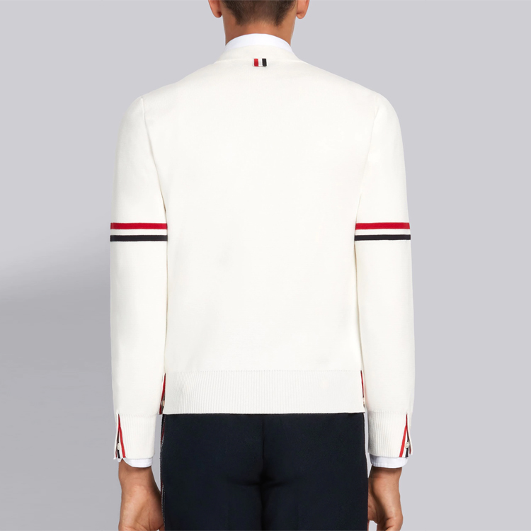 THOM BROWNE SS21 Cross-Stitch Striped V-Neck Sweater Cardigan White MKC310AY-3007-100 圖 5