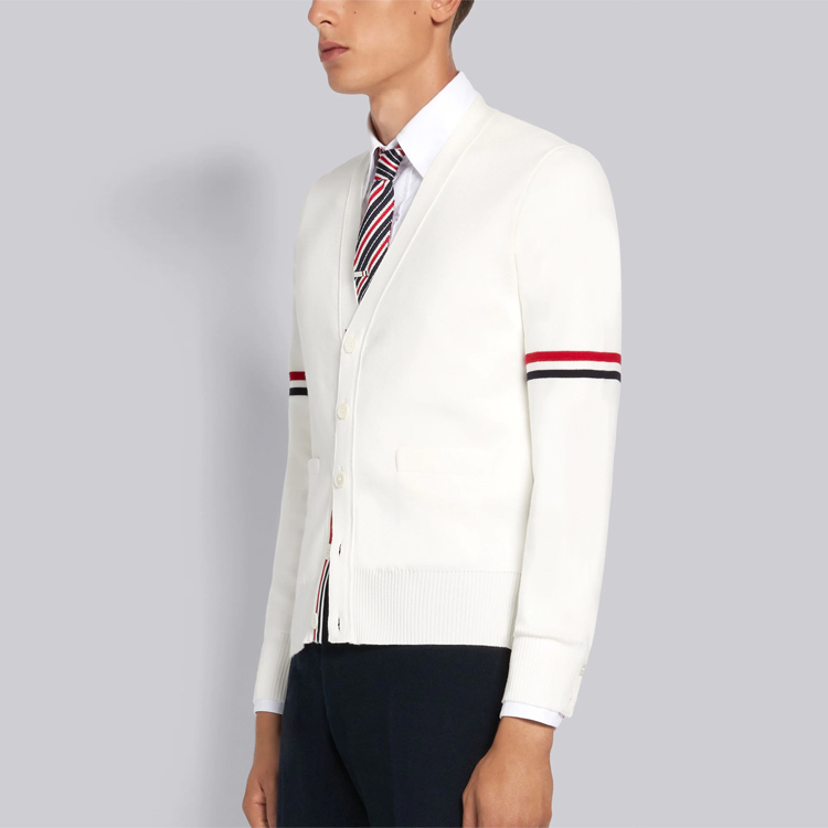 THOM BROWNE SS21 Cross-Stitch Striped V-Neck Sweater Cardigan White MKC310AY-3007-100 圖 6