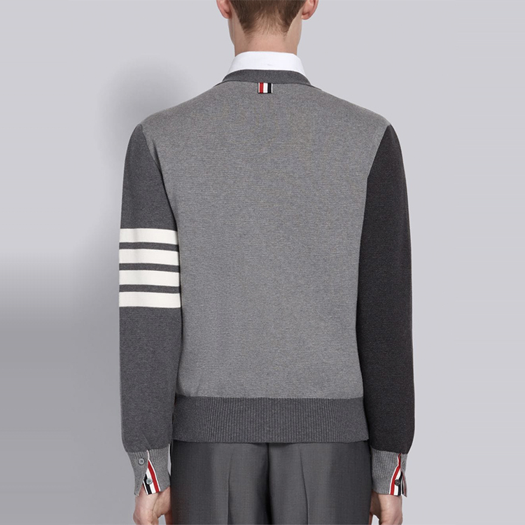 Thom Browne SS21 Four-Stripe V-Neck Knit Sweater Grey MKC171F-00219-982 圖 4
