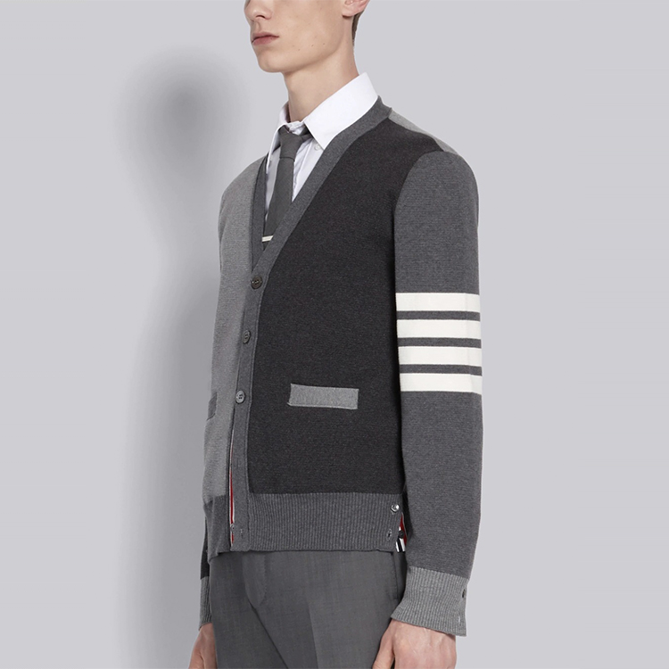 Thom Browne SS21 Four-Stripe V-Neck Knit Sweater Grey MKC171F-00219-982 圖 5