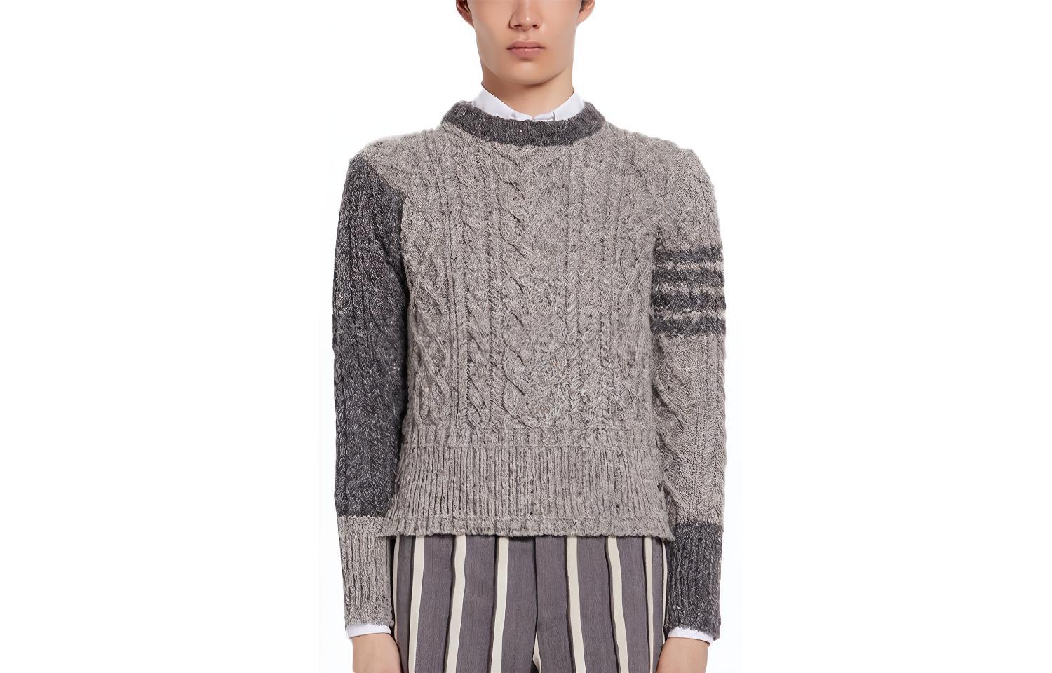Thom Browne SS21 Gray 4-Bar Wool Sweater MKA313F-00278-982