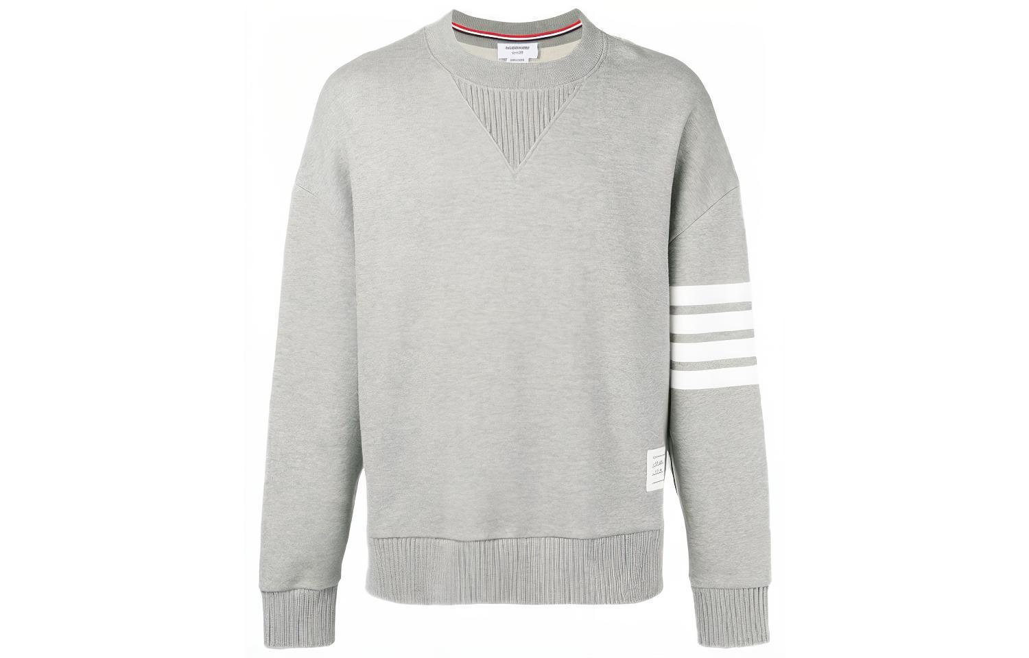 Thom Browne SS21 Grey Classic 4-Bar Crewneck Sweatshirt MJT158A-00535-055