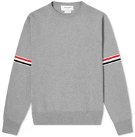 Thom Browne SS21 Grey Cross-Stitch Striped Crewneck Knit Sweater MKA326A-Y3001-055 Thom Browne SS21 Grey Cross-Stitch Striped Crewneck Knit Sweater MKA326A-Y3001-055