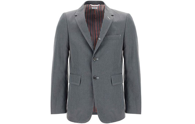 Order THOM BROWNE SS21 Chaqueta Casual Gris de Traje de Un Solo Pecho. MJC001G-04502-035