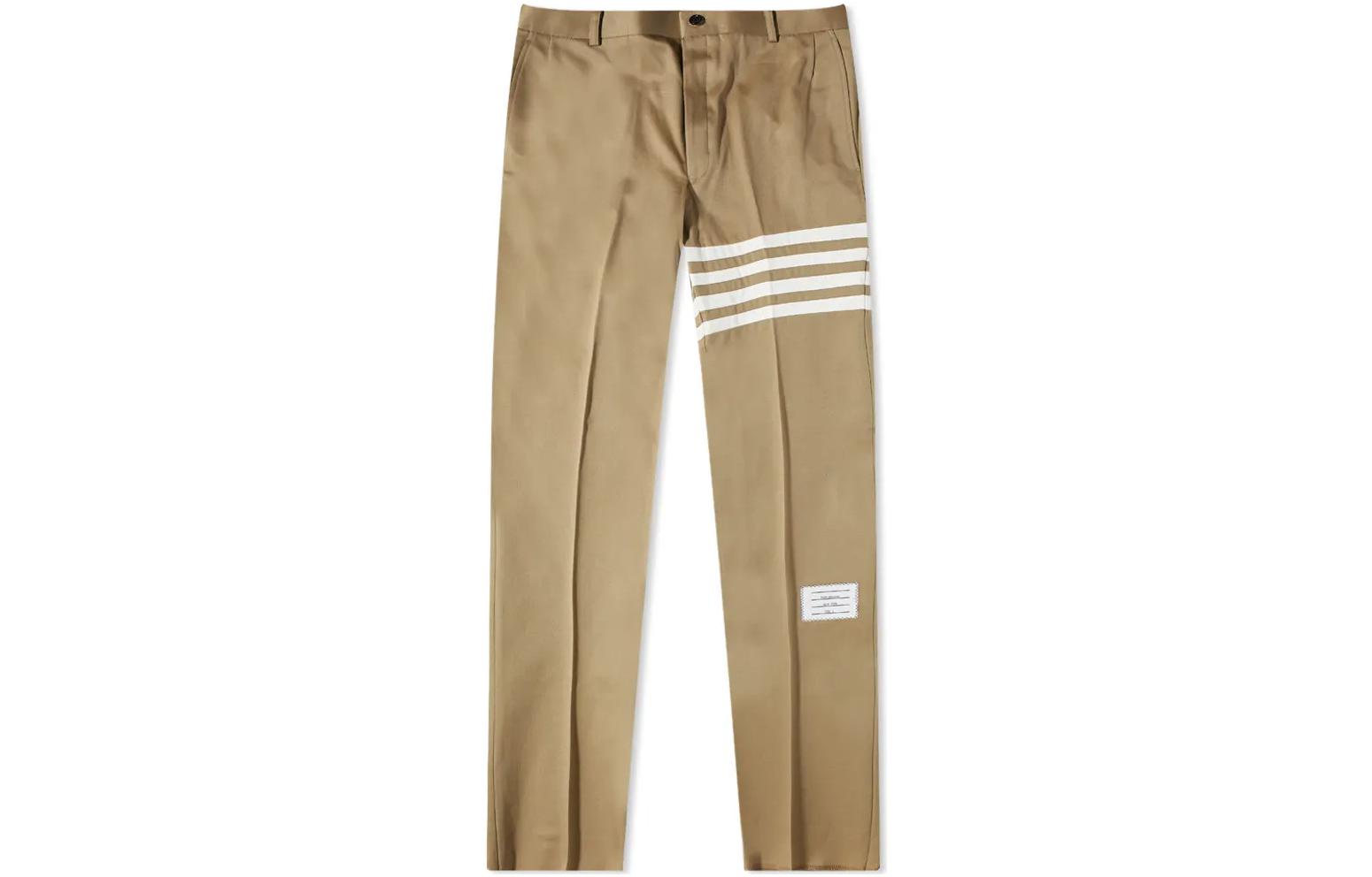 THOM BROWNE SS21 Khaki Plain 4-Bar Twill Suit Pants MTU245A-03788-275
