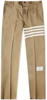 THOM BROWNE SS21 Khaki Plain 4-Bar Twill Suit Pants MTU245A-03788-275 THOM BROWNE SS21 Khaki Plain 4-Bar Twill Suit Pants MTU245A-03788-275