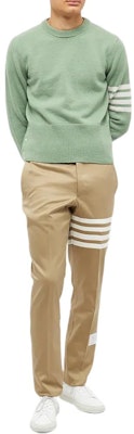THOM BROWNE SS21 Khaki Plain 4-Bar Twill Suit Pants MTU245A-03788-275 Lookbook THOM BROWNE SS21 Khaki Plain 4-Bar Twill Suit Pants MTU245A-03788-275
