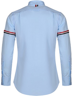 THOM BROWNE SS21 Camisa Azul Claro Manga Larga con Rayas en el Brazo MWL150E-03113-480 Lookbook THOM BROWNE SS21 Camisa Azul Claro Manga Larga con Rayas en el Brazo MWL150E-03113-480