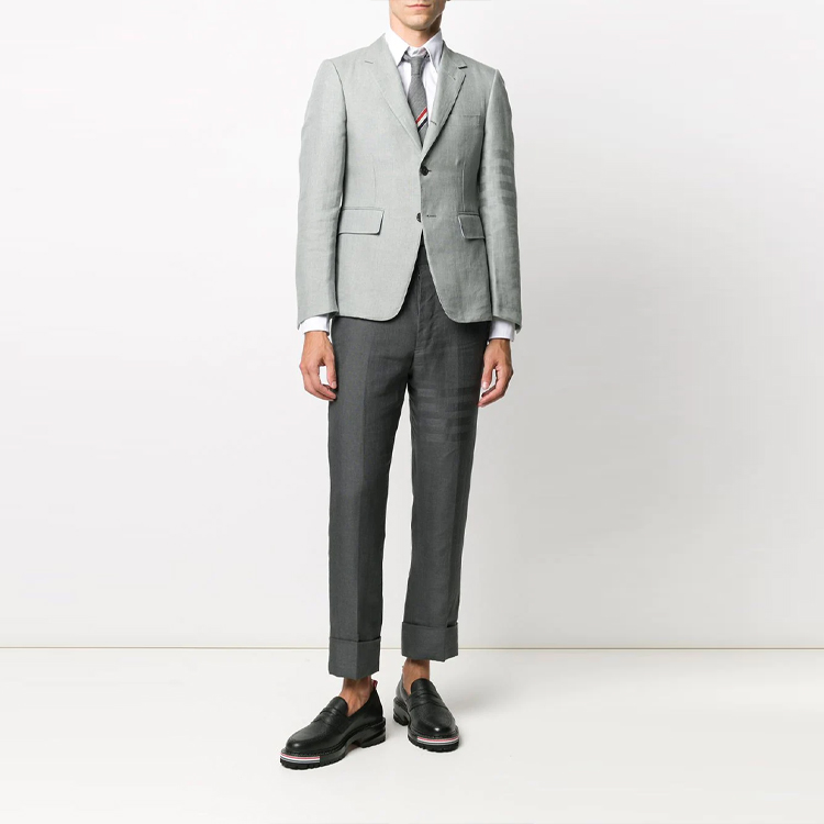 Purchase THOM BROWNE SS21 Celana Linen 4-Bar Klasik Warna Abu Tua MTC001A-07135-025