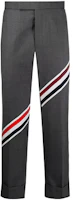 Thom Browne SS21 Mens Gray Wool Trousers with Ribbons and Diagonal Stripes. MTC160A-00626-035 Thom Browne SS21 Mens Gray Wool Trousers with Ribbons and Diagonal Stripes. MTC160A-00626-035