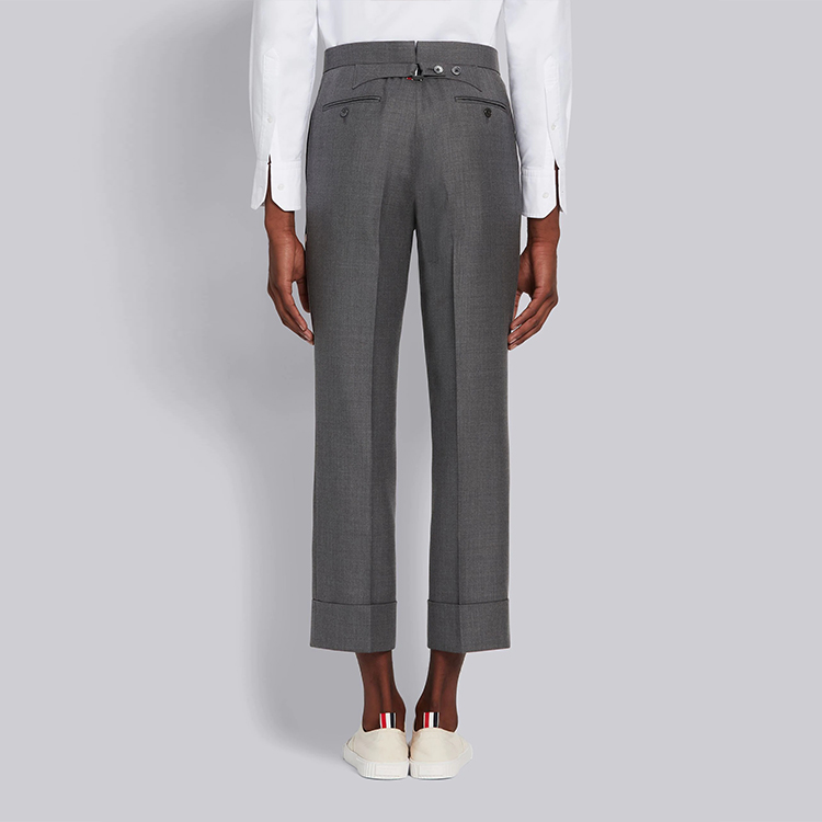 Purchase Thom Browne SS21 Celana Pria Wol Abu-Abu dengan Pita dan Garis Diagonal. MTC160A-00626-035