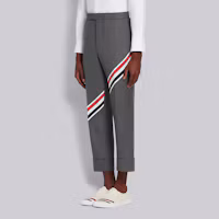 Details for トム・ブラウン SS21 メンズ グレー ウール パンツ リボン 斜めストライプ MTC160A-00626-035