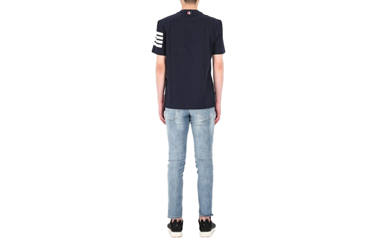 THOM BROWNE SS21 Navy 4-Bar Stripe Cotton Crewneck T-Shirt MJS152A-06221-415 圖 3