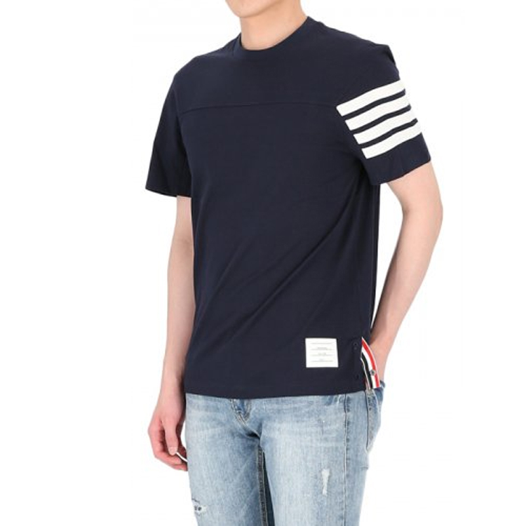 THOM BROWNE SS21 Navy 4-Bar Stripe Cotton Crewneck T-Shirt MJS152A-06221-415 圖 6