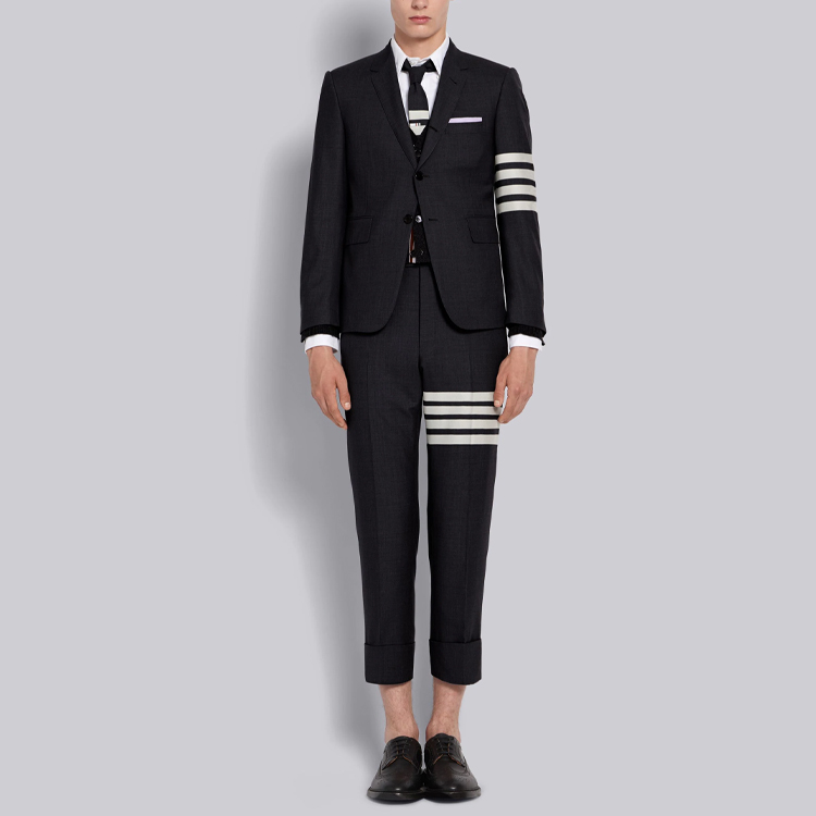 Lookbook Thom Browne SS21 海軍藍4條紋直筒休閒長褲 MTC001A-06146-415