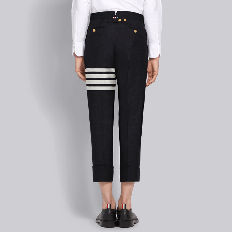Purchase Thom Browne SS21 海軍藍4條紋直筒休閒長褲 MTC001A-06146-415