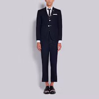 Shop THOM BROWNE SS21 海軍藍棉聚酯混紡西裝外套 MJC001G-04502-415