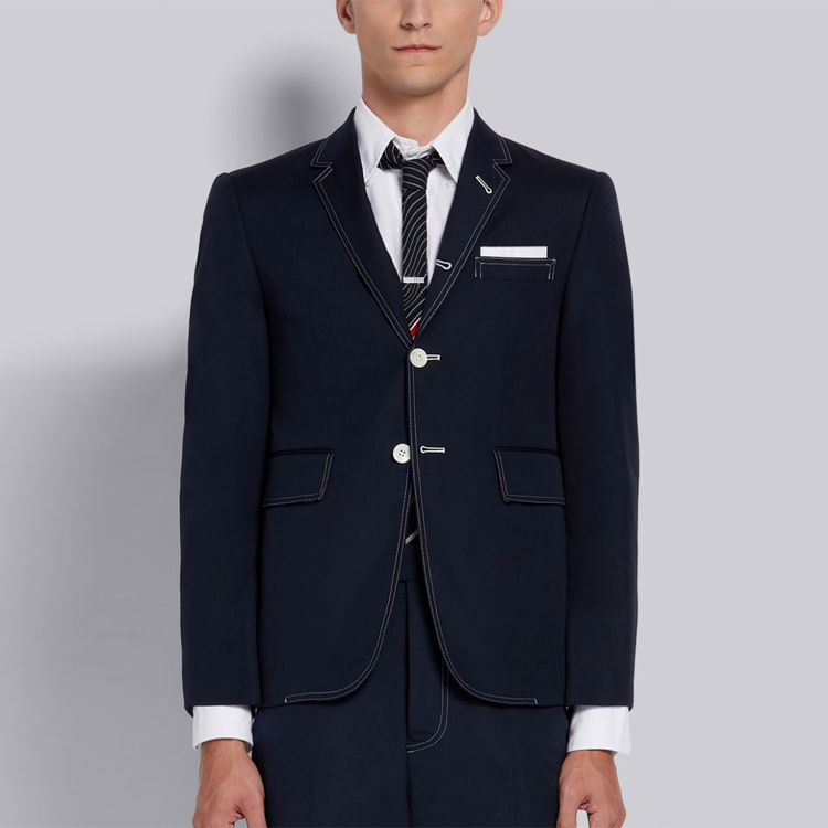 Purchase Chaqueta de Traje Azul Marino Mezcla Algodón-Poliéster THOM BROWNE SS21. MJC001G-04502-415
