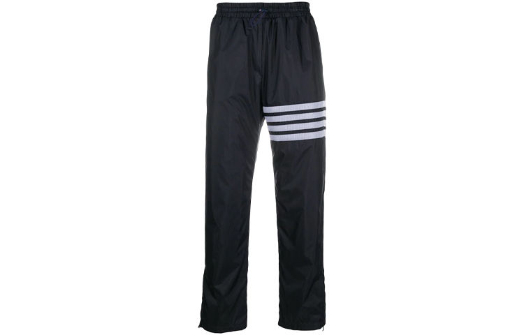THOM BROWNE SS21 Navy Blue Striped Straight-Fit Casual Sweatpants . MJQ106A-06859-415