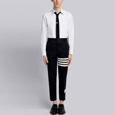 Thom Browne SS21 經典四條紋海軍藍棉質Ivy Boy長褲 秋款 MTU245A-03788-415 Shop Thom Browne SS21 經典四條紋海軍藍棉質Ivy Boy長褲 秋款 MTU245A-03788-415