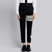 Details for Thom Browne SS21 ネイビー クラシック フォーストライプ アイビーボーイ パンツ 秋款 MTU245A-03788-415