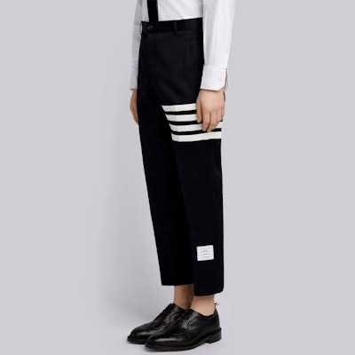 Thom Browne SS21 經典四條紋海軍藍棉質Ivy Boy長褲 秋款 MTU245A-03788-415 Sizing Thom Browne SS21 經典四條紋海軍藍棉質Ivy Boy長褲 秋款 MTU245A-03788-415
