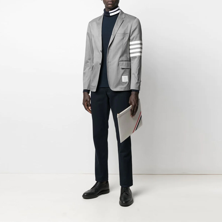 Thom Browne SS21 Navy High Neck Four-Bar Striped Knit Sweater. MJS135A-07063-415 圖 3