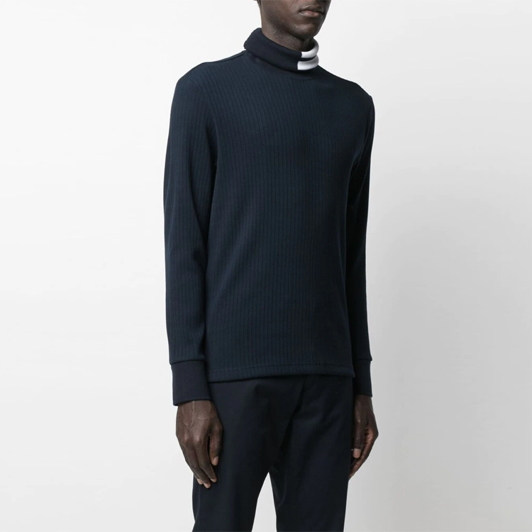 Thom Browne SS21 Navy High Neck Four-Bar Striped Knit Sweater. MJS135A-07063-415 圖 4