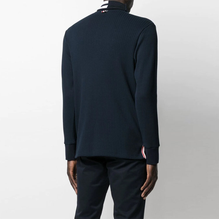 Thom Browne SS21 Navy High Neck Four-Bar Striped Knit Sweater. MJS135A-07063-415 圖 5