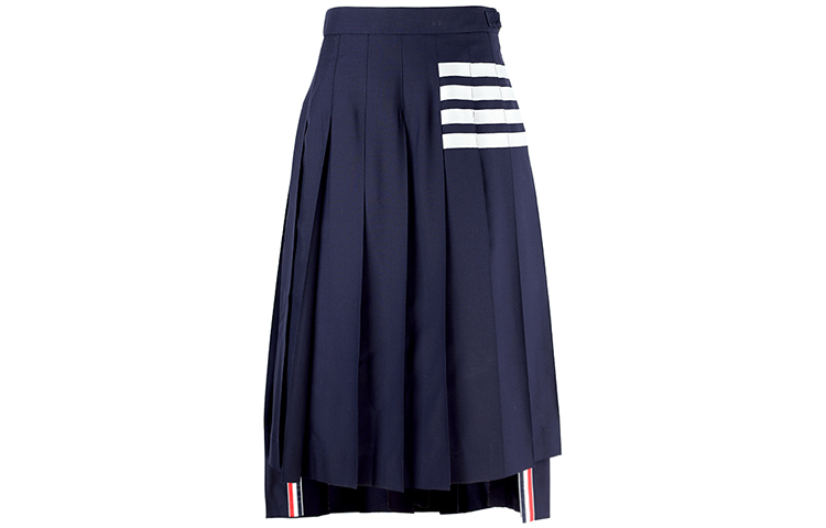 Thom Browne SS21 Navy Pleated Skirt with Four Stripes Back-to-School Edition. FGC400V-06146-415