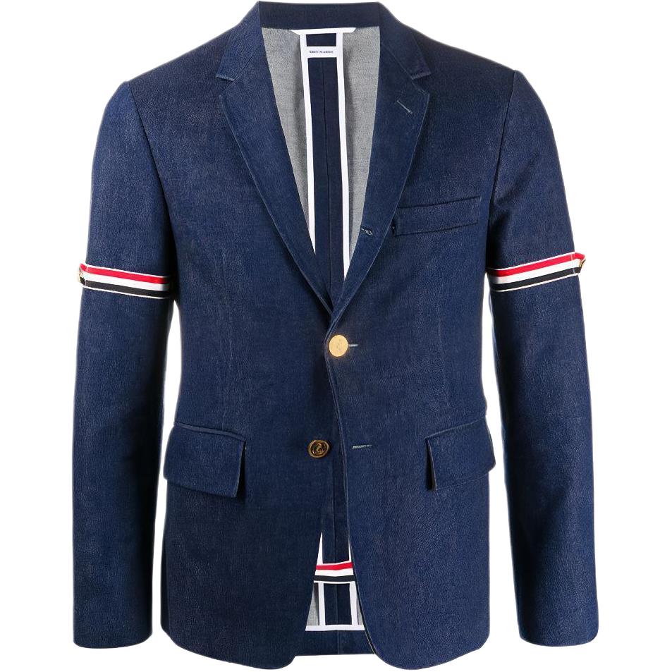 Thom Browne SS21 Navy Washed Unstructured Armband Suit for Men MJU527A-03028-415