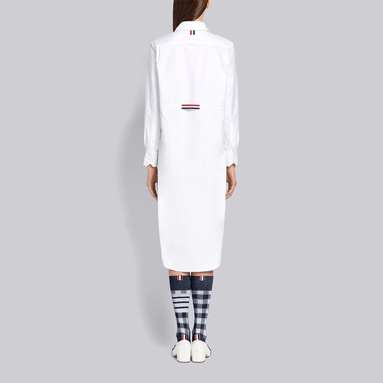 Shop トムブラウン SS21 オックスフォード 長袖 シャツワンピース ホワイト FDSC22A-06177-100