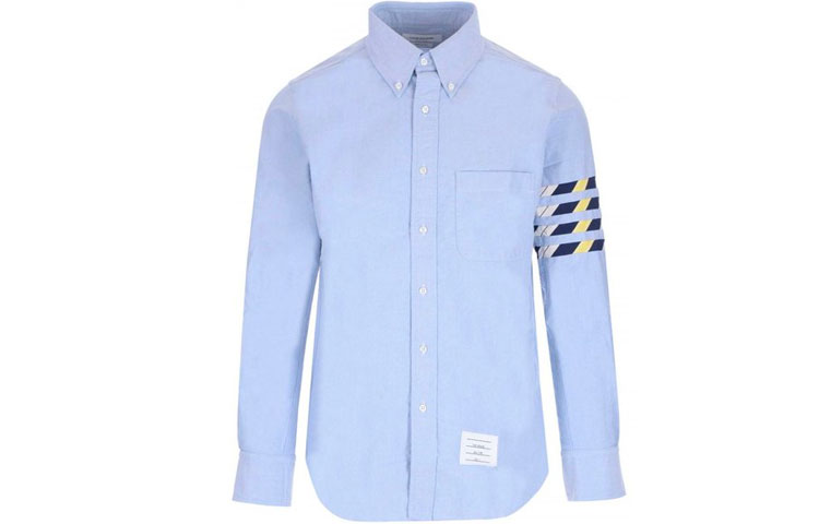 Order Thom Browne Camisa Hombre Azul Manga Larga Rayas Oxford SS21. MWL374A-06177-480
