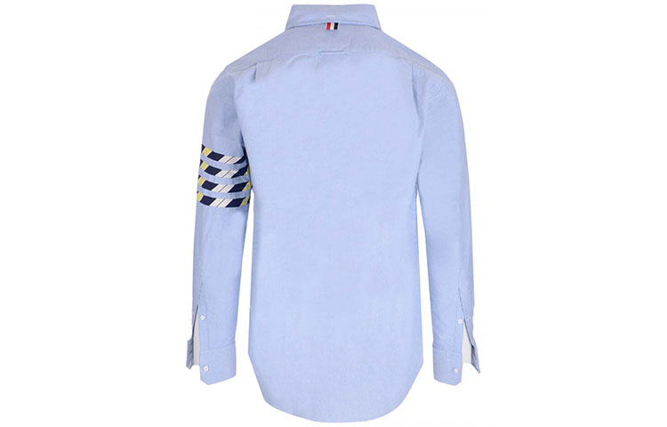 Lookbook Thom Browne Camisa Hombre Azul Manga Larga Rayas Oxford SS21. MWL374A-06177-480