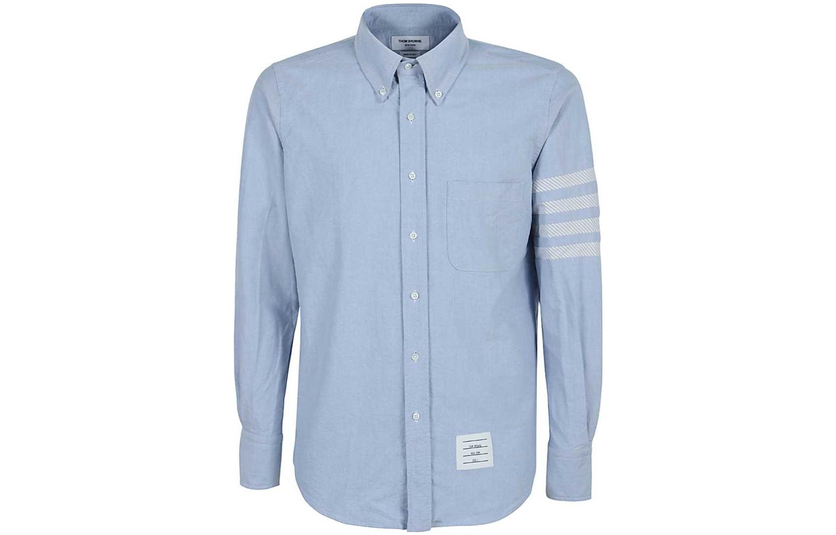 Shop Thom Browne Camisa Hombre Azul Manga Larga Rayas Oxford SS21. MWL374A-06177-480