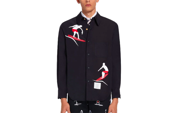 Thom Browne SS21 Pattern Printed Jacket Black MJO055E-07200-415