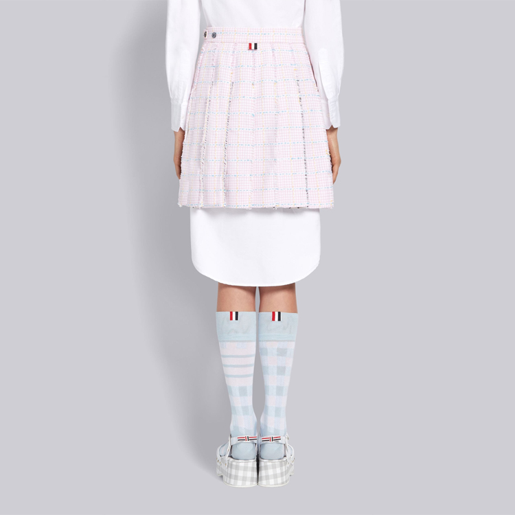 Purchase Thom Browne SS21 Falda Plisada Tweed Rosa Regreso a Clases FGC724T-07109-680