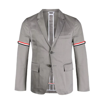 Thom Browne SS21 Striped Cotton Twill Blazer Grey Back to School Edition MJU527A-03788-035