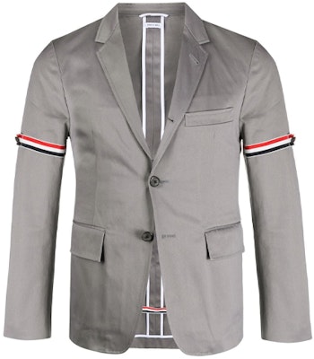Thom Browne SS21 Blazer Abu-Abu Katun Twill Garis Edisi Back to School MJU527A-03788-035 Order Thom Browne SS21 Blazer Abu-Abu Katun Twill Garis Edisi Back to School MJU527A-03788-035