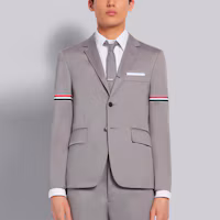 Shop Thom Browne SS21 Striped Cotton Twill Blazer Grey Back to School Edition MJU527A-03788-035