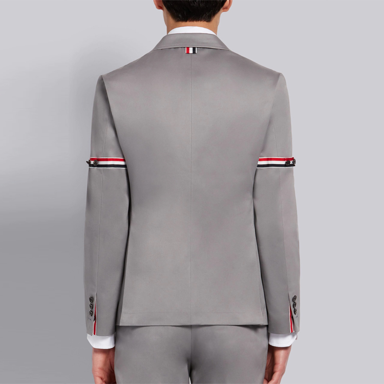Purchase Thom Browne SS21 Blazer Abu-Abu Katun Twill Garis Edisi Back to School MJU527A-03788-035
