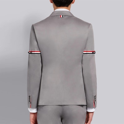 Thom Browne SS21 Blazer Abu-Abu Katun Twill Garis Edisi Back to School MJU527A-03788-035 Purchase Thom Browne SS21 Blazer Abu-Abu Katun Twill Garis Edisi Back to School MJU527A-03788-035